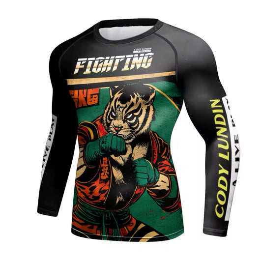 Fighting Tiger Premium BJJ / MMA Rash Guard - LONG & SHORT SLEEVE VARIATIONS - MADE TO ORDER 2 WEEK DISPATCH