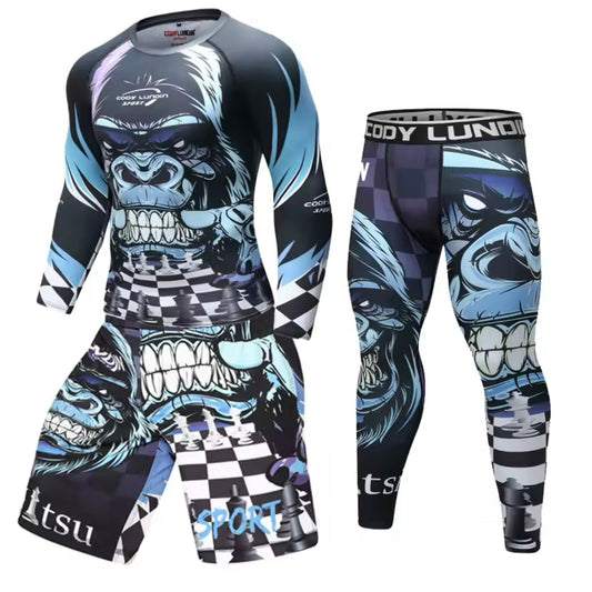 Gorilla Chess Premium BJJ No Gi / MMA Set. Rash Guard, Shorts & Spats - MADE TO ORDER 2 WEEK DISPATCH