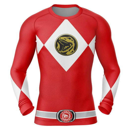 Red Power Ranger Premium Rash Guard - LONG OR SHORT SLEEVE - MADE TO ORDER 2 WEEK DISPATCH