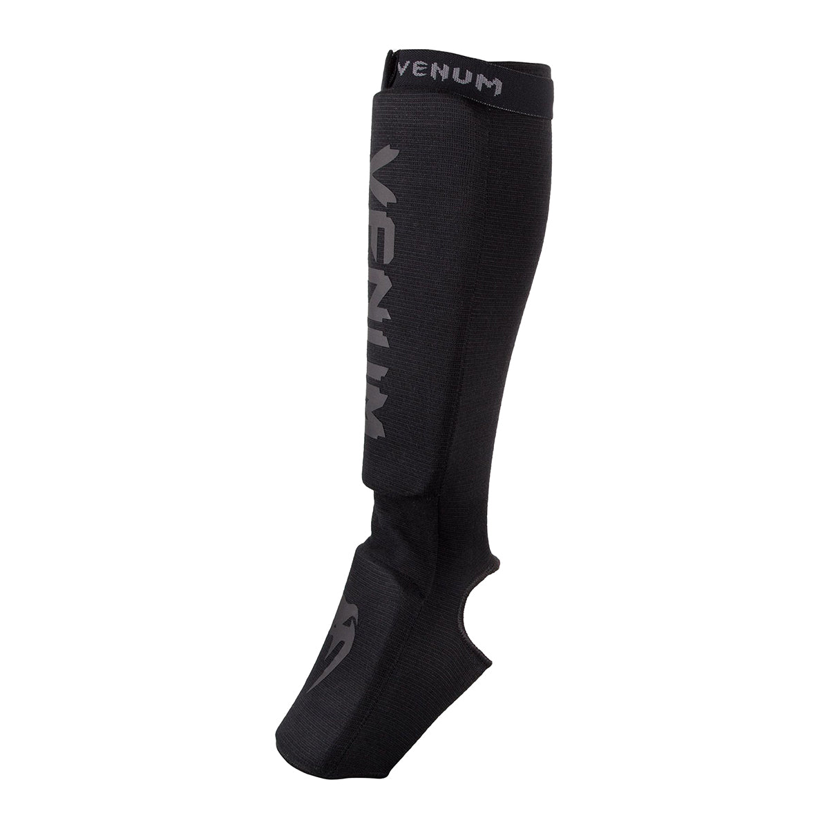 Venum Kontact Elasticated Shin Guards - Black/Black