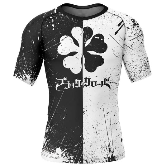 Black Clover Five Leaf Premium Short Sleeve Rash Guard - MADE TO ORDER 2 WEEK DISPATCH