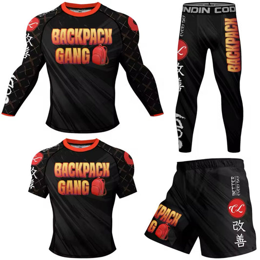 Backpack Gang Premium BJJ No Gi / MMA Set. Rash Guard, Shorts & Spats - MADE TO ORDER 2 WEEK DISPATCH