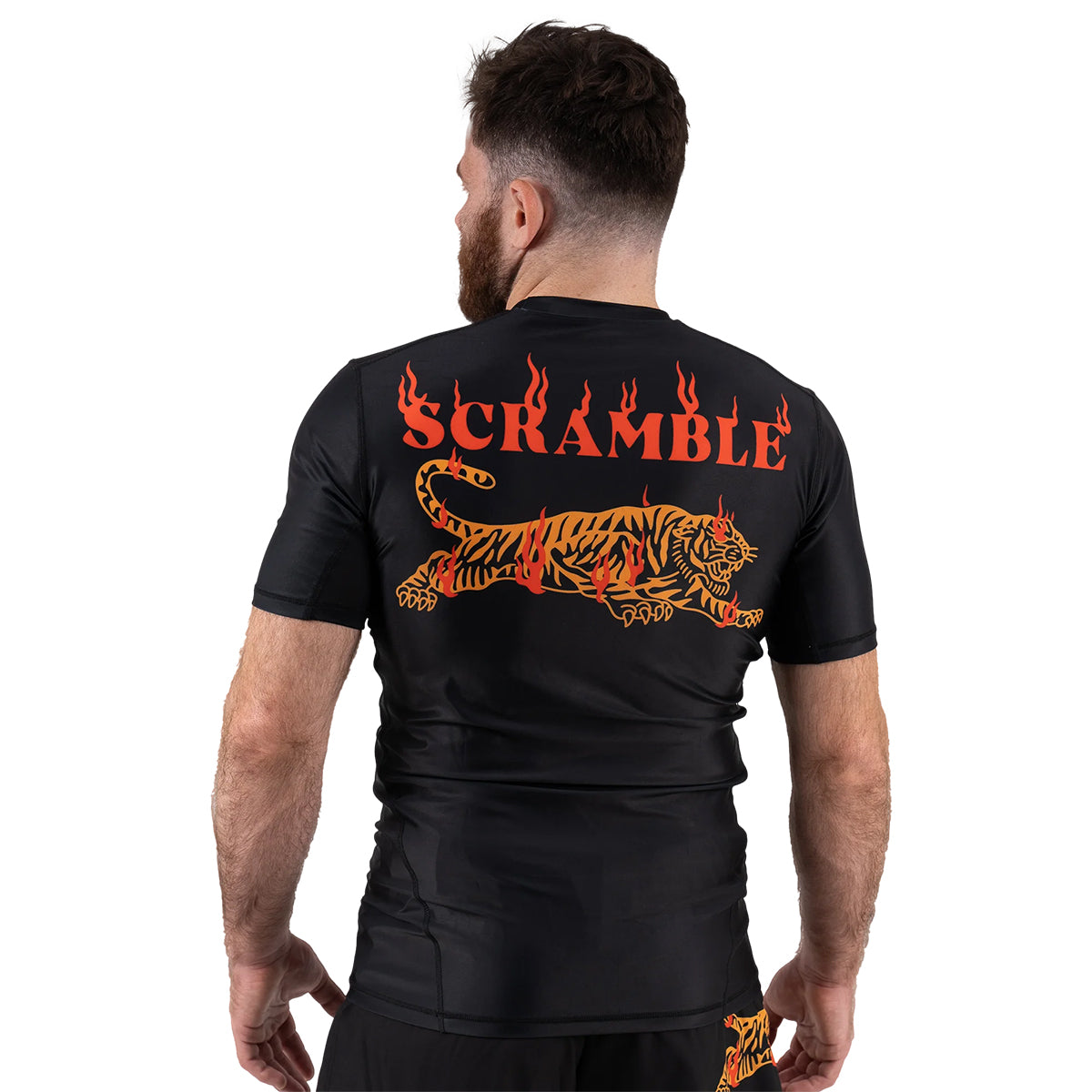 Scramble Burning Tiger Short Sleeve Rash Guard