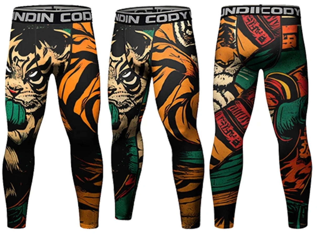 Fighting Tiger Premium Compression Spats for BJJ, MMA, Wrestling, CrossFit, Yoga, Running, Cycling, and More - MADE TO ORDER 2 WEEK DISPATCH