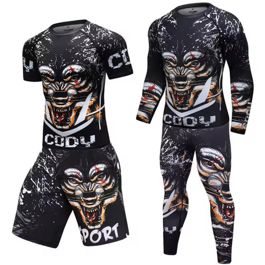Wolf Premium BJJ No Gi / MMA Set. Rash Guard, Shorts & Spats - MADE TO ORDER 2 WEEK DISPATCH