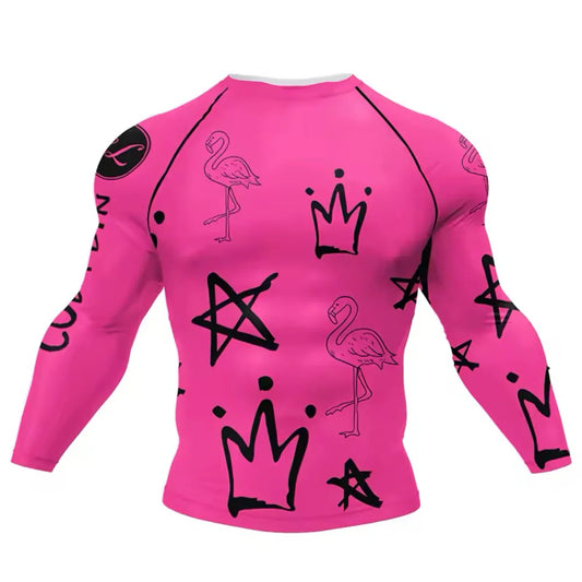 Pink Flamingo Premium BJJ / MMA Rash Guard - LONG & SHORT SLEEVE VARIATIONS - MADE TO ORDER 2 WEEK DISPATCH