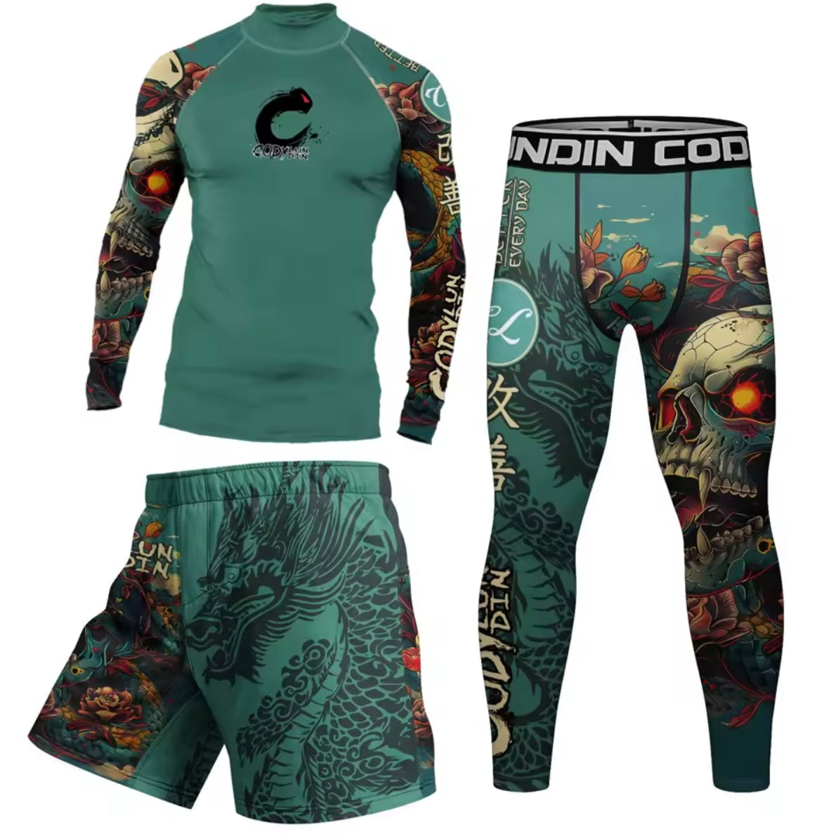 Sull & Dragon Premium BJJ No Gi / MMA Set. Rash Guard, Shorts & Spats - MADE TO ORDER 2 WEEK DISPATCH