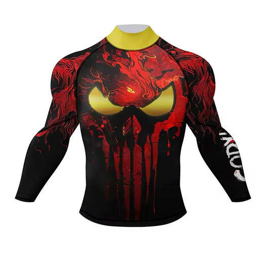 Red Skull Premium BJJ / MMA High Neck Rash Guard - LONG & SHORT SLEEVE VARIATIONS - MADE TO ORDER 2 WEEK DISPATCH