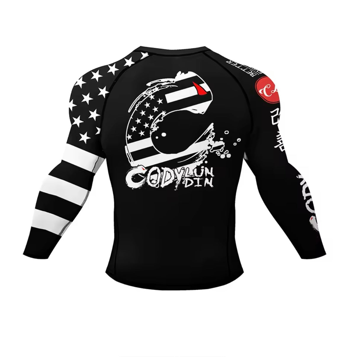 Black USA Premium BJJ / MMA Rash Guard - LONG & SHORT SLEEVE VARIATIONS - MADE TO ORDER 2 WEEK DISPATCH