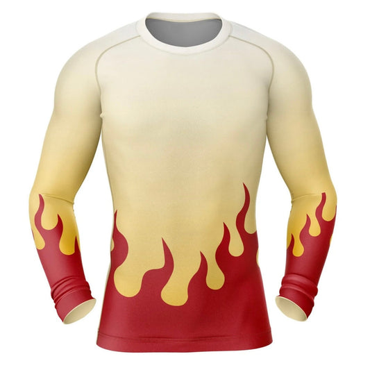 Demon Slayer Rengoku Premium Rash Guard - LONG OR SHORT SLEEVE - MADE TO ORDER 2 WEEK DISPATCH