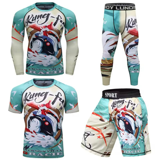 Kung Fu Chicken Premium BJJ No Gi / MMA Set. Rash Guard, Shorts & Spats - MADE TO ORDER 2 WEEK DISPATCH