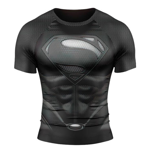 Black Superman Premium Short Sleeve Rash Guard - MADE TO ORDER 2 WEEK DISPATCH