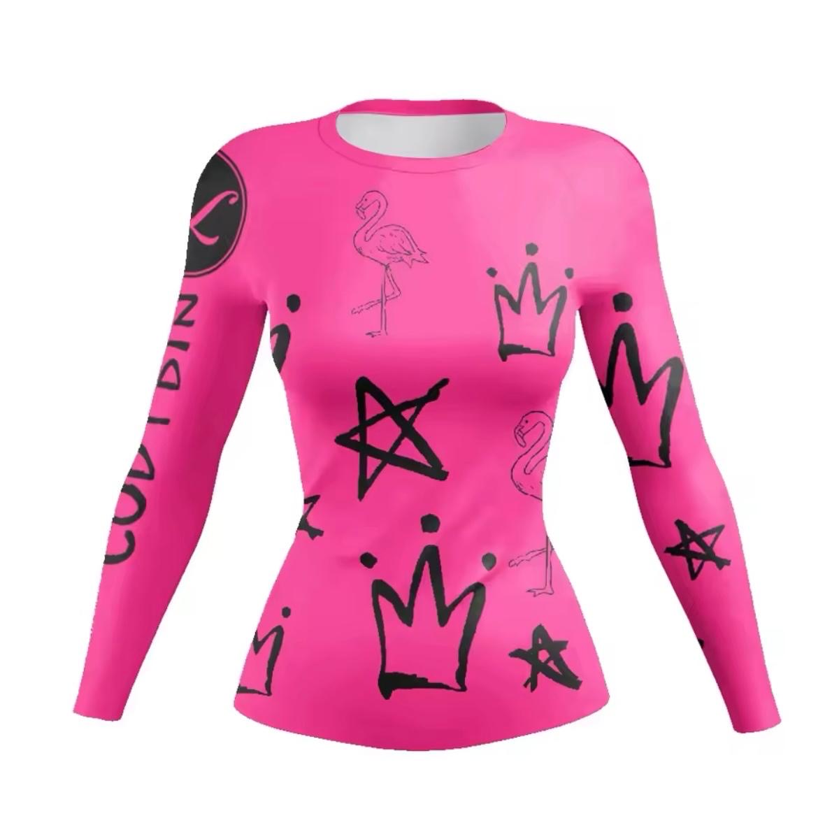 Women’s Pink Flamingo Premium BJJ / MMA Rash Guard - MADE TO ORDER 2 WEEK DISPATCH