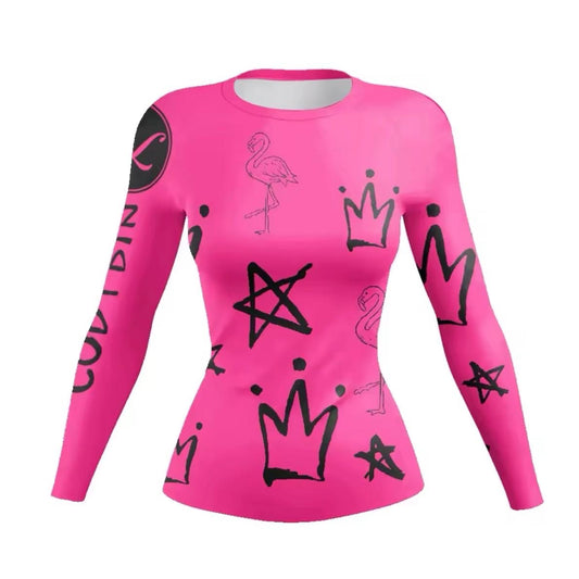 Women’s Pink Flamingo Premium BJJ / MMA Rash Guard - MADE TO ORDER 2 WEEK DISPATCH