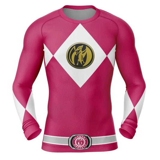 Pink Power Ranger Premium Rash Guard - LONG OR SHORT SLEEVE - MADE TO ORDER 2 WEEK DISPATCH