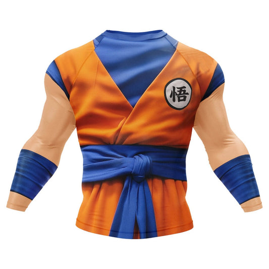 DBZ Realistic Goku Long Sleeve Premium Rash Guard - MADE TO ORDER 2 WEEK DISPATCH
