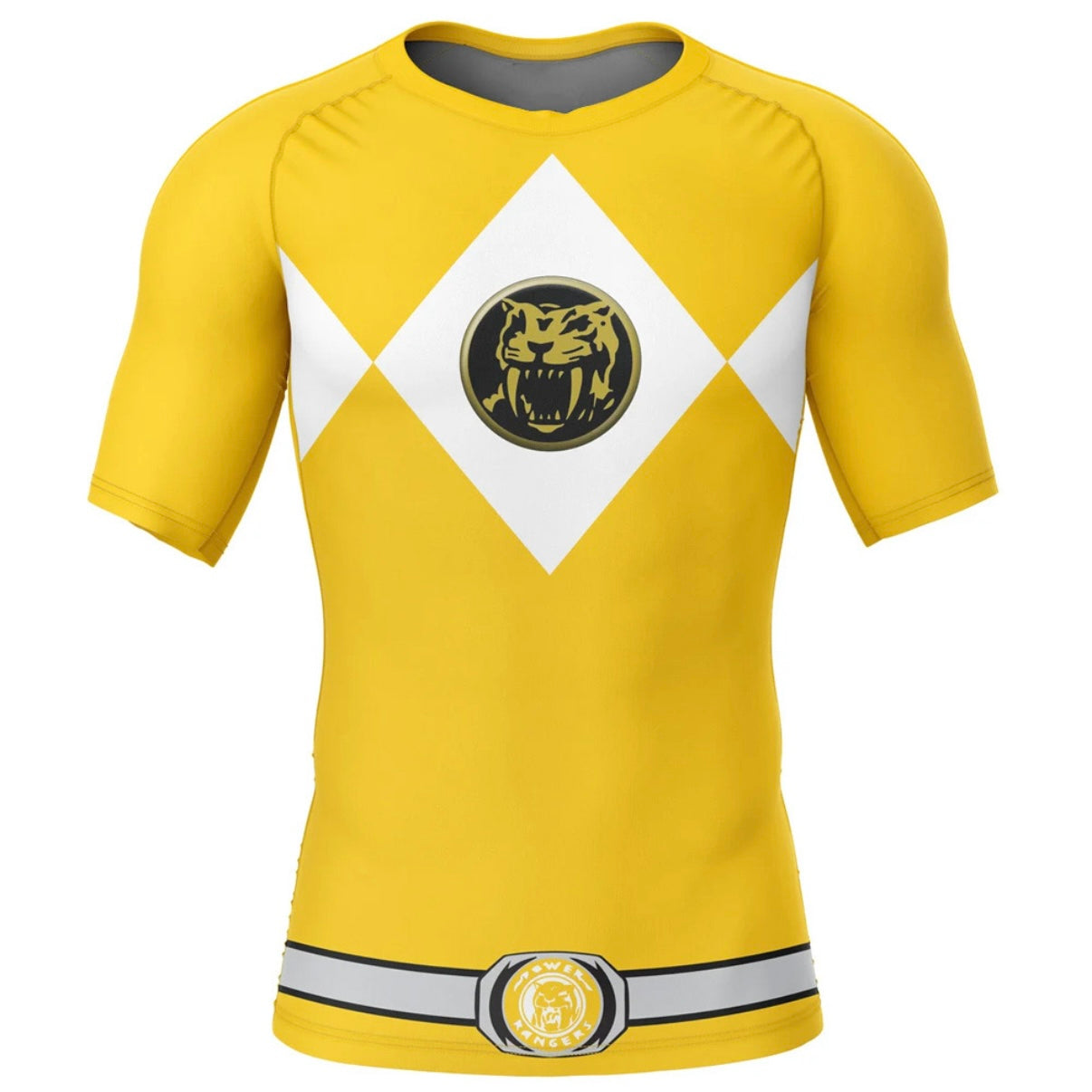 Yellow Power Ranger Premium Rash Guard - LONG OR SHORT SLEEVE - MADE TO ORDER 2 WEEK DISPATCH