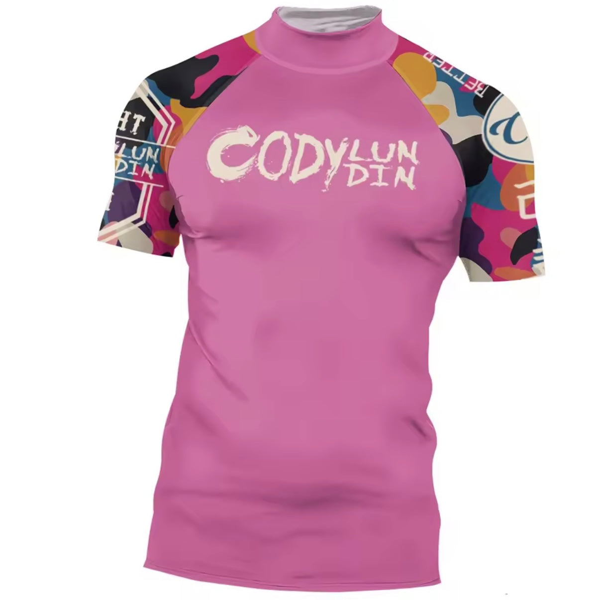 Pink Splash Premium BJJ / MMA High Neck Rash Guard - LONG & SHORT SLEEVE VARIATIONS - MADE TO ORDER 2 WEEK DISPATCH