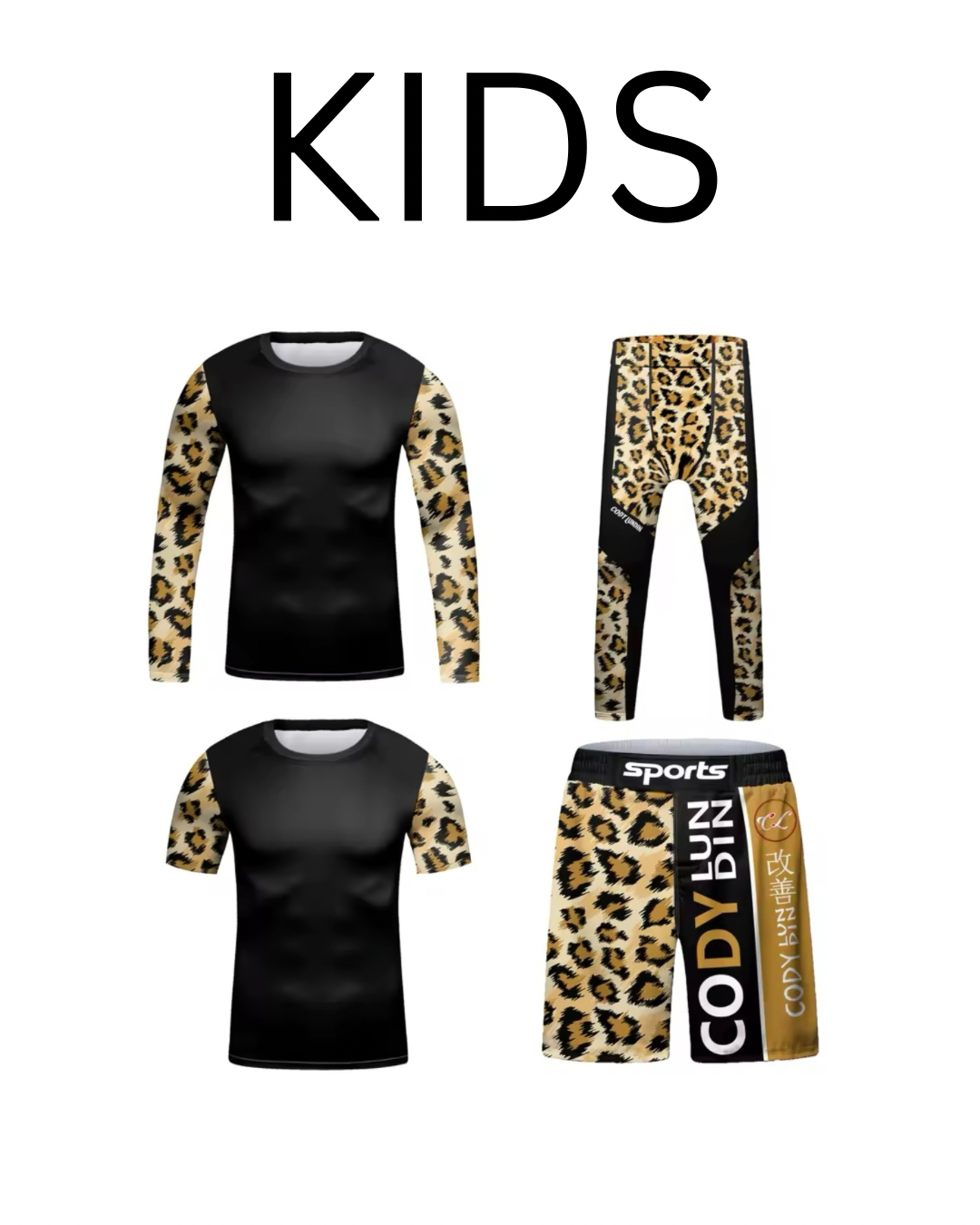 Leopard Premium BJJ No Gi / MMA Set. Rash Guard, Shorts & Spats - MADE TO ORDER 2 WEEK DISPATCH