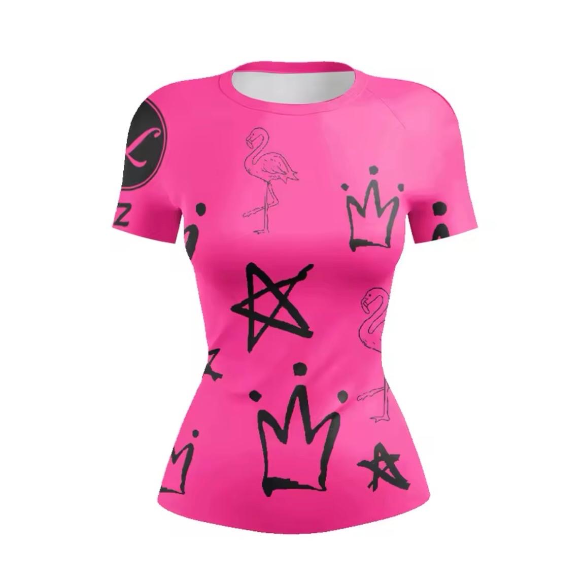 Women’s Pink Flamingo Premium BJJ / MMA Rash Guard - MADE TO ORDER 2 WEEK DISPATCH