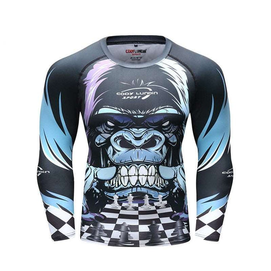 Gorilla Chess Premium Long Sleeve Rash Guard BJJ Rash Guard