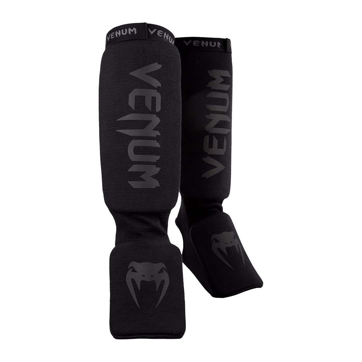 Venum Kontact Elasticated Shin Guards - Black/Black