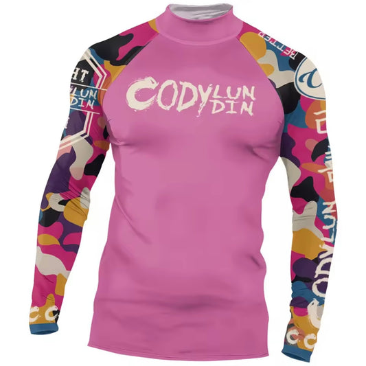 Pink Splash Premium BJJ / MMA High Neck Rash Guard - LONG & SHORT SLEEVE VARIATIONS - MADE TO ORDER 2 WEEK DISPATCH