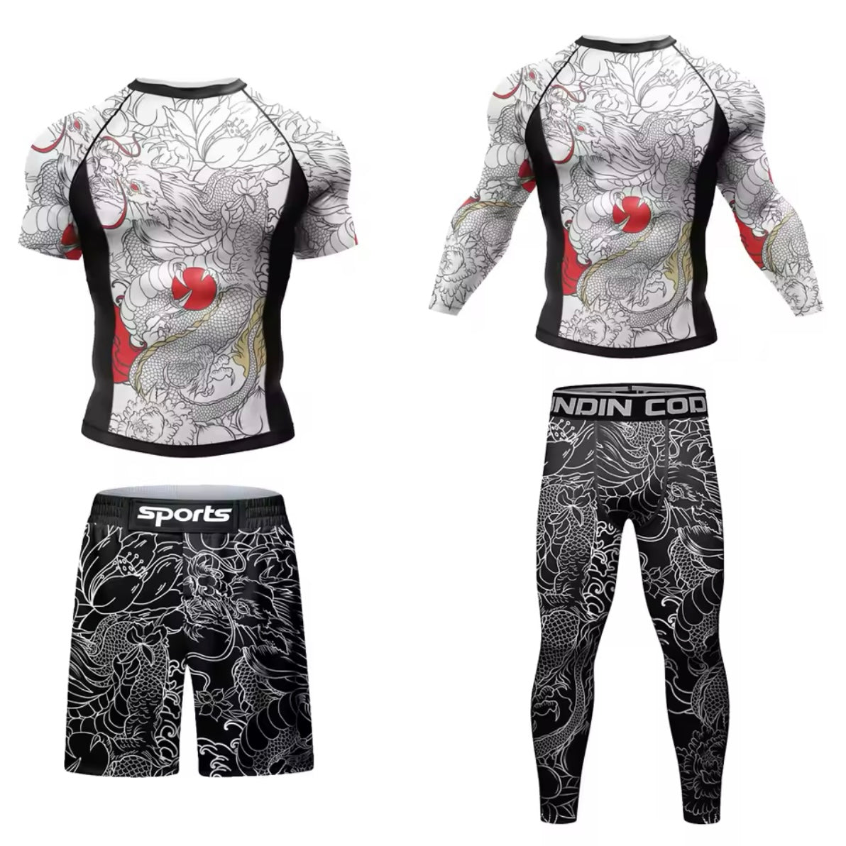 Dragon Roller Premium BJJ No Gi / MMA Set. Rash Guard, Shorts & Spats - MADE TO ORDER 2 WEEK DISPATCH