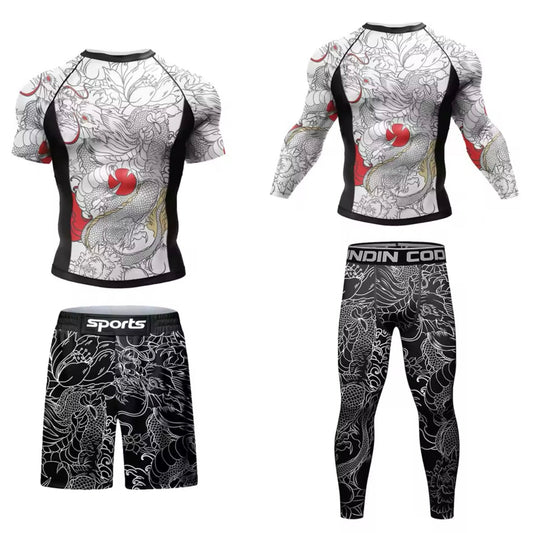 Dragon Roller Premium BJJ No Gi / MMA Set. Rash Guard, Shorts & Spats - MADE TO ORDER 2 WEEK DISPATCH