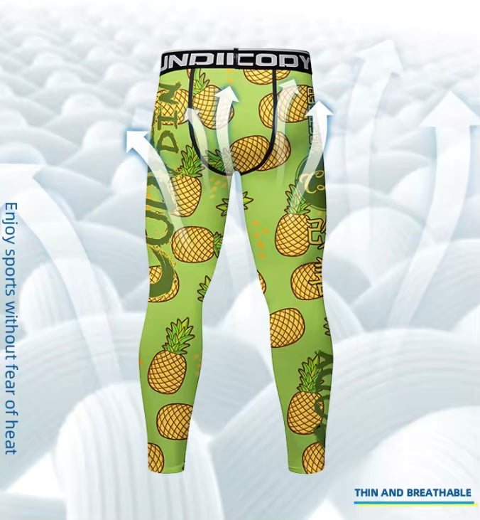 Pineapple Skull Premium Compression Spats For BJJ, MMA, Wrestling, CrossFit, Yoga, Running, Cycling, and More - MADE TO ORDER 2 WEEK DISPATCH