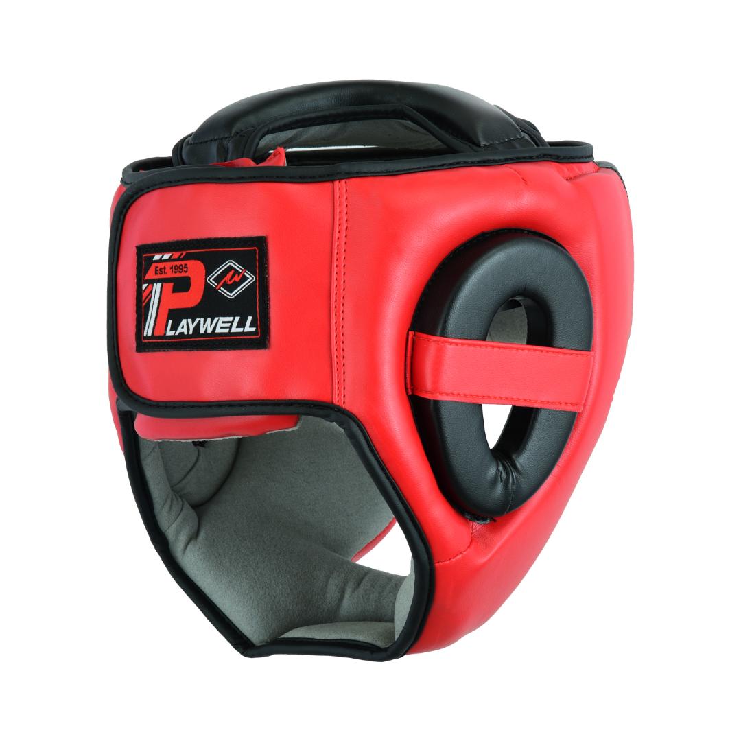 Boxing Full Face Head Guard -  Black/Red