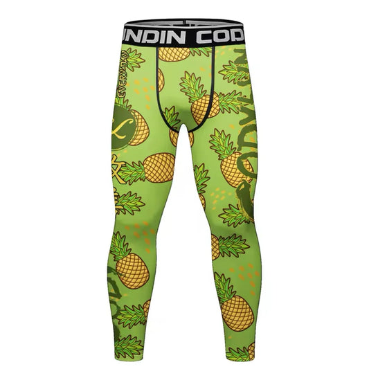 Pineapple Skull Premium Compression Spats For BJJ, MMA, Wrestling, CrossFit, Yoga, Running, Cycling, and More - MADE TO ORDER 2 WEEK DISPATCH