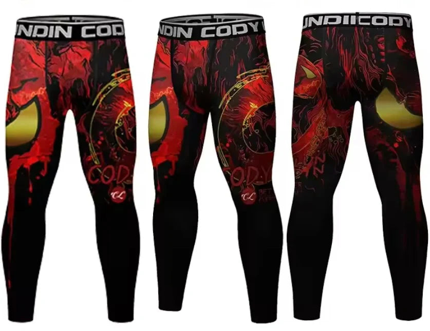 Red Skull Premium Compression Spats For BJJ, MMA, Wrestling, CrossFit, Yoga, Running, Cycling, and More - MADE TO ORDER 2 WEEK DISPATCH