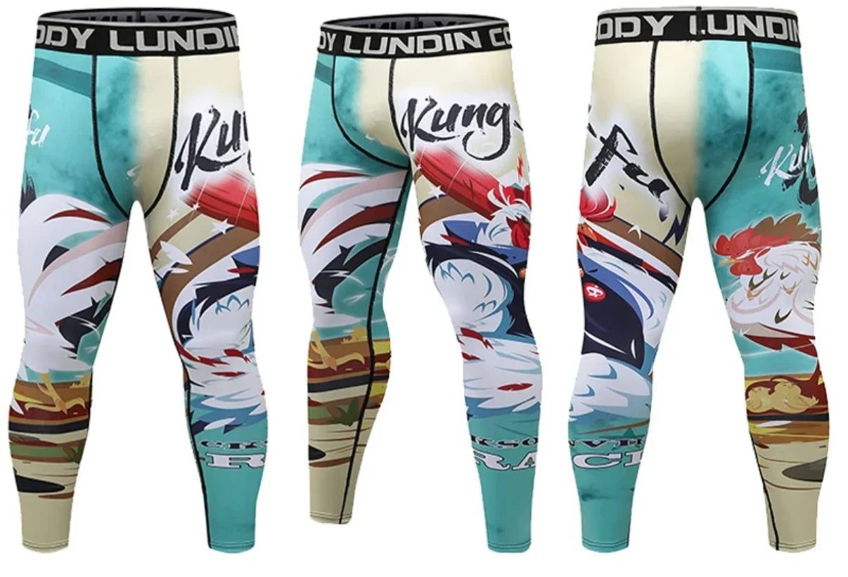 Kung Fu Chicken Premium Compression Spats for BJJ, MMA, Wrestling, CrossFit, Yoga, Running, Cycling, and More - MADE TO ORDER 2 WEEK DISPATCH