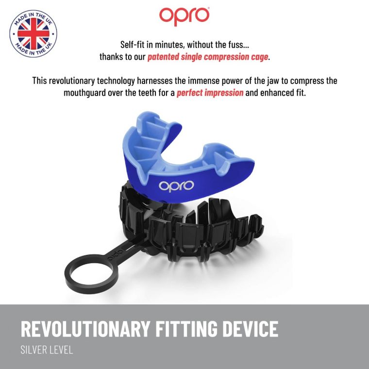 Opro UFC Kids Silver Self Fit Mouth Guard - Black