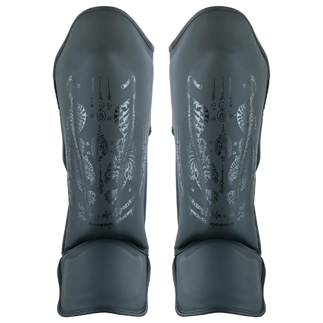 Twin Tigers Muay Thai Boxing Gloves, Shin Pads & Shorts - Black