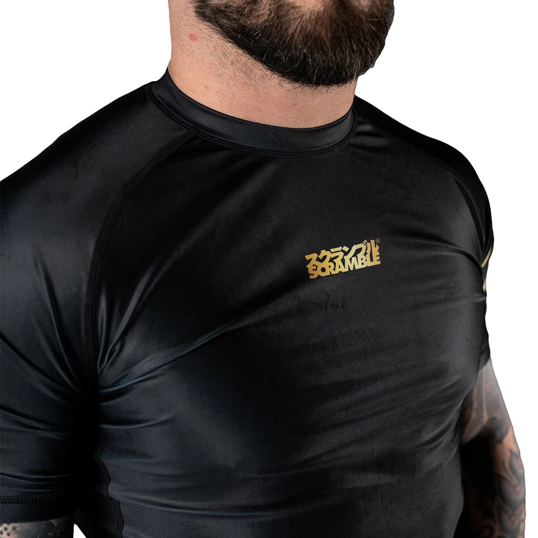 Scramble Kintsugi Short Sleeve Rash Guard - Black