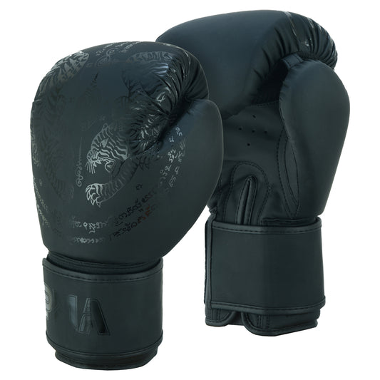 Playwell Matte Black "Twin Tiger" Boxing Gloves