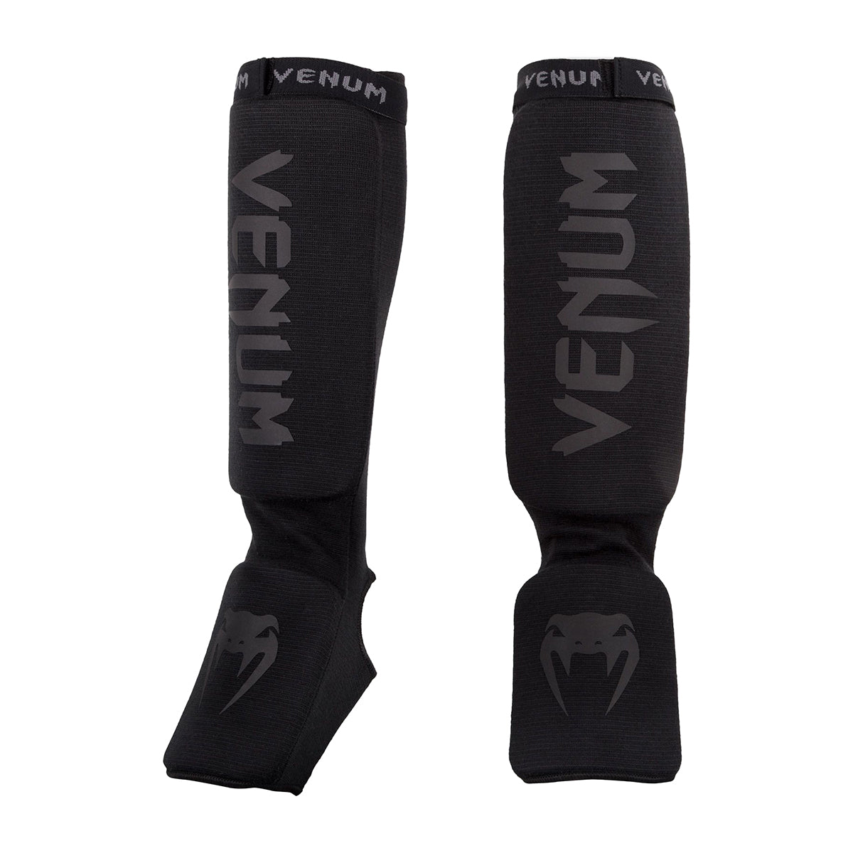 Venum Kontact Elasticated Shin Guards - Black/Black