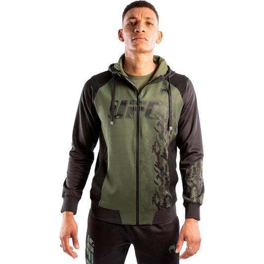 Venum x UFC Authentic Fight Week Polyester Hoodie - Black/Khaki