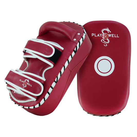 Playwell Elite Deluxe " Maroon Series " Leather Curved Thai Pad