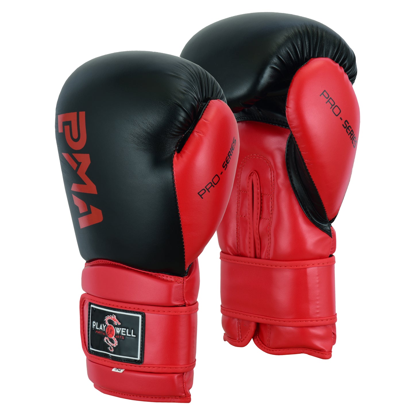 Playwell Pro Series Boxing Gloves   - Black/Red - FREE WRAPS