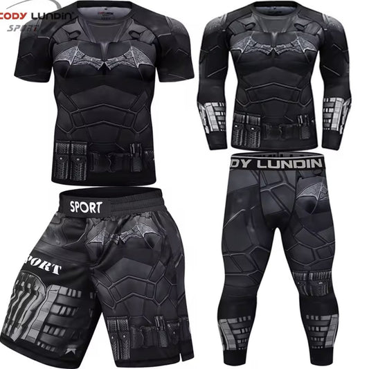Batman Premium BJJ No Gi / MMA Set. Rash Guard, Shorts & Spats - MADE TO ORDER 2 WEEK DISPATCH