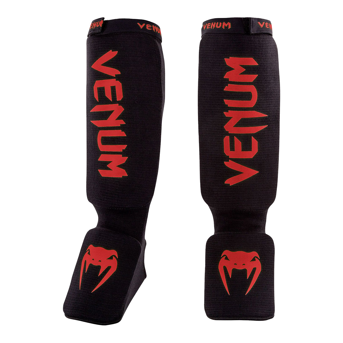 Venum Contact ElastIcated Shin Guards - Black/Red